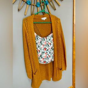 Long Woven Cardigan- Mustard, size S